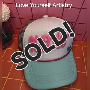 SOLD ❤️ Hand Crafted Pink and Mint Trucker Hat